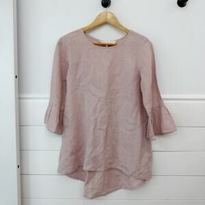 Women’s Crown Linen Designs 100% Linen Blouse Blush Pink Size XS